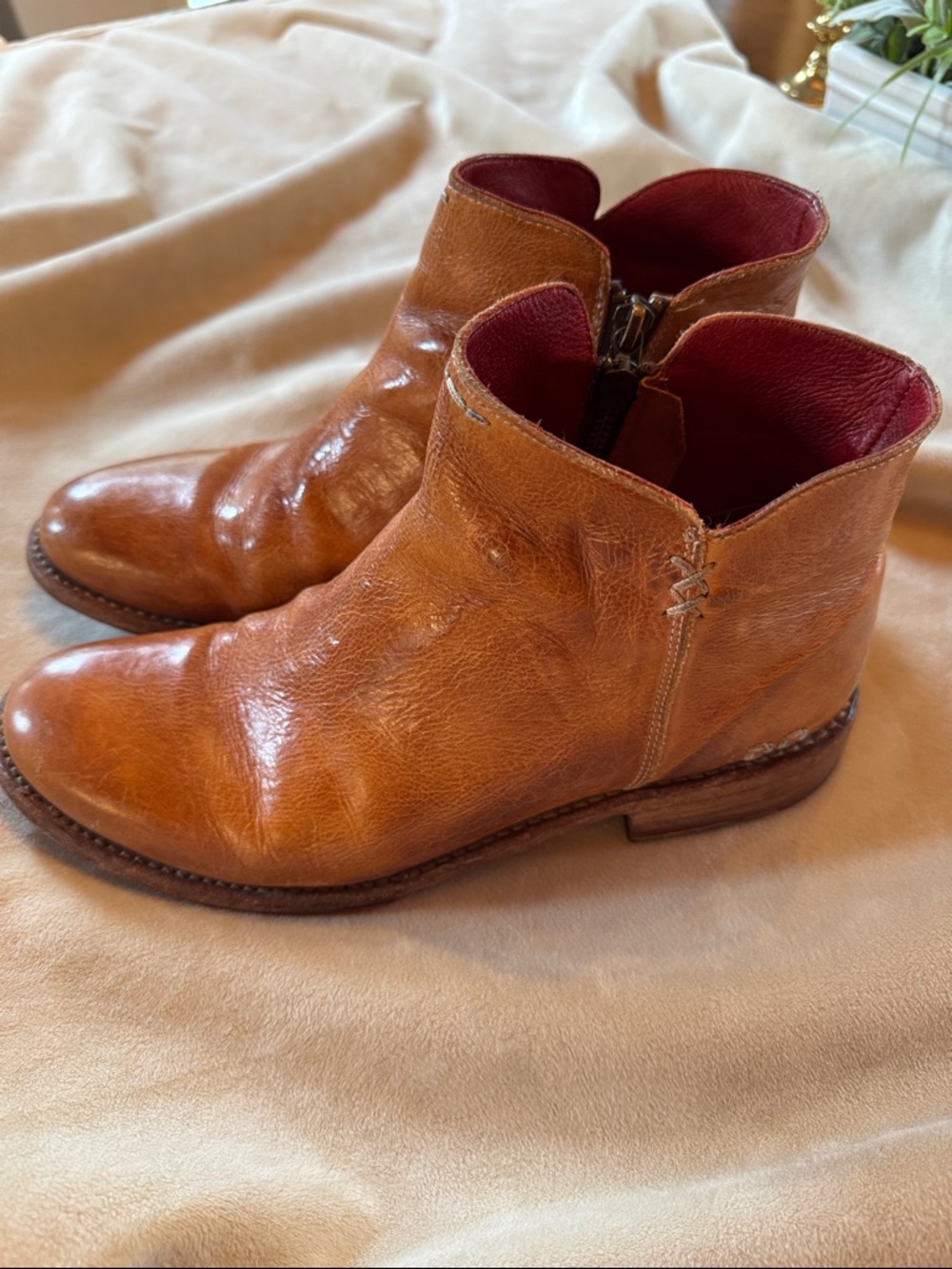 Bed|Stu Yurisa Ankle Boot- Rustic Tan Leather Women’s Size 9 - Picture 3 of 16